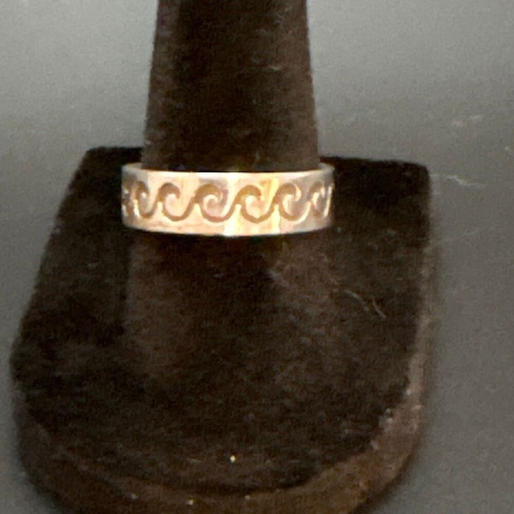 Sterling Silver Ring Band, New, Handmade, size 7.5, Wave Design, Ocean Design